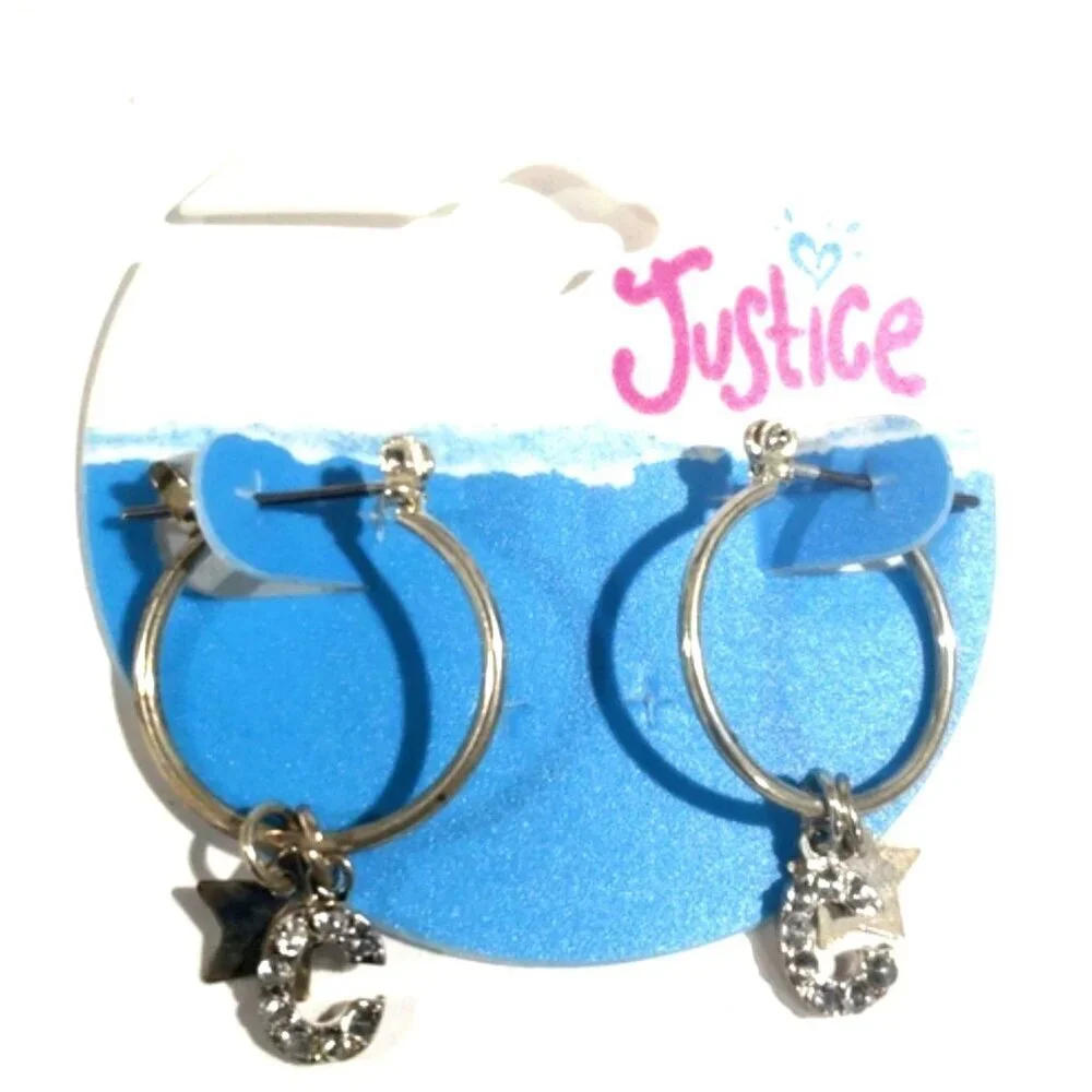 Justice Silver-tone Hoop Earrings Sparkling 